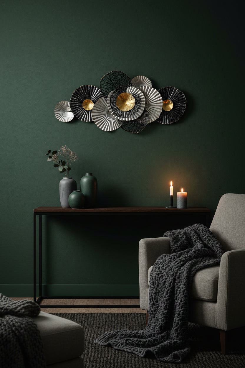 Metalen Wanddecoratie – Cirkelschijven Zilver/Zwart/Goud